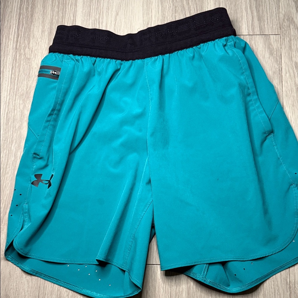 Under Armour Turquoise Shorts with Black Waistband